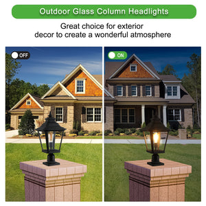 21' Outdoor Post Lantern Light 2-Pack – Vintage Black Metal & Clear Glass