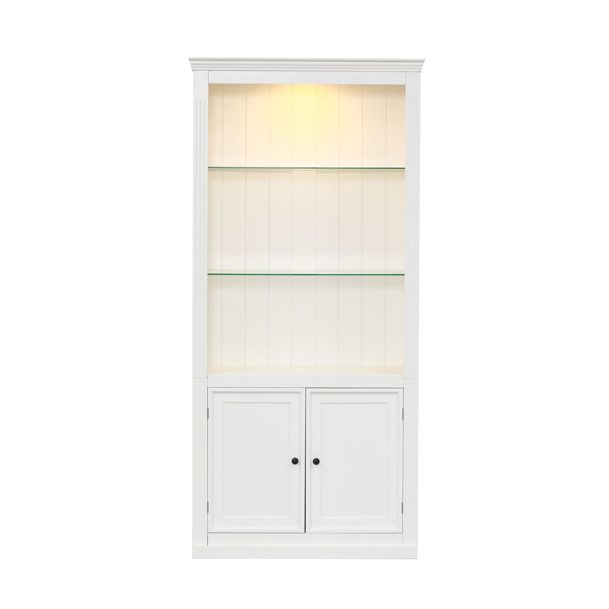 Retro Style Display Bookcase With Adjustable LED Ceiling Light And Tem ...