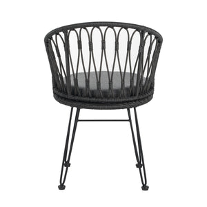 7 PCS Outdoor Dining Set with Acacia Wood Table and Rattan Chairs
