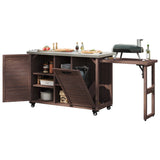 K&K 78.3' Outdoor Kitchen Island with Foldable Grill Table