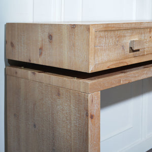 Rustic Wood Console Table with Three Drawers - Natural Finish