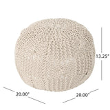 Bordeaux Knitted Cotton Round Pouf