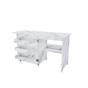 4 In 1 Folding Sewing Table With Lockable Wheels, Multi Functional Craft Station - White