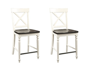 24" Tall Bar Stools (Set of 2) - Brown / White