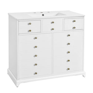 Retro Bathroom Vanity with Sink and Storage Cabinet