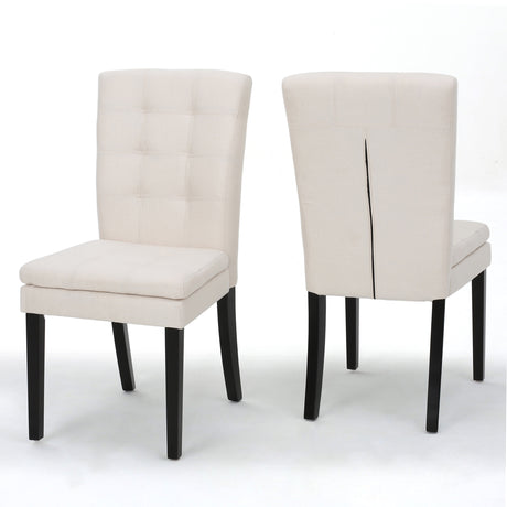 Set of 2 Beige Tufted Dining Chairs  By Christopher Knight Home
