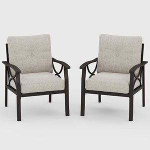 All-Weather Armchairs With Cushions, Modern Sculptural Design (Set of 2)