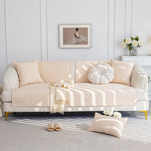 Cotton Quilted Sofa Cover, Non-Slip Couch Protector Fits Backrest, Seat & Armrest
