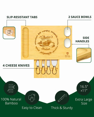 Cheese Board Set w/knives, 16.5“x11”