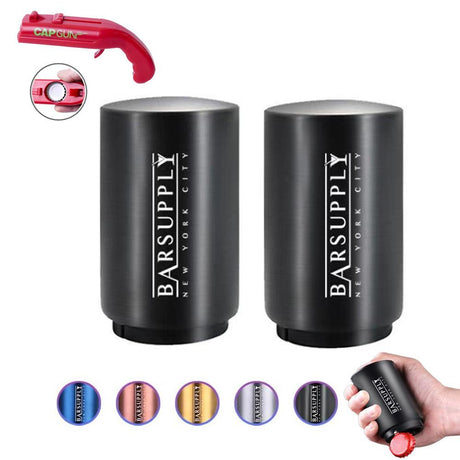 2-Pack BARSUPPLY Push Down Automatic Magnetic Beer Bottle Opener + BONUS Cap Gun