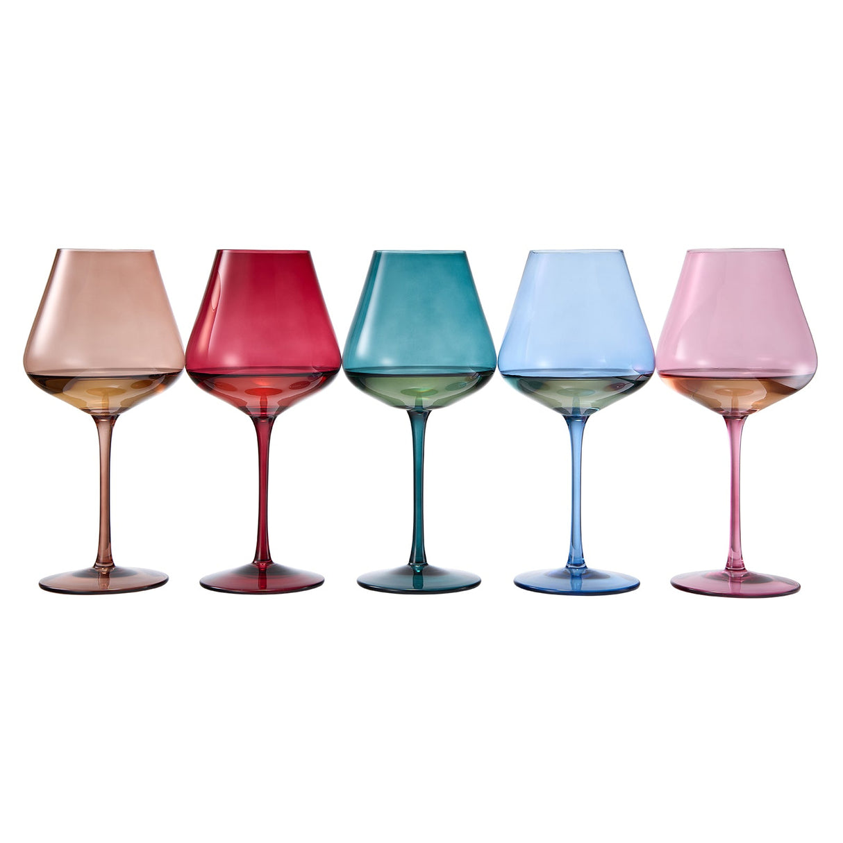 Stagioni Stemmed Wine Glassware, Set of 5, "May Flowers"
