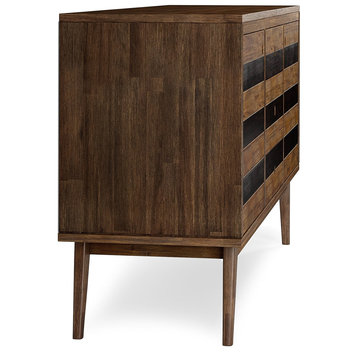 2 - Door Sideboard with 3 Drawers and Adjustable Shelves, Rustic Natural Aged Brown - Buffets & Sideboards
