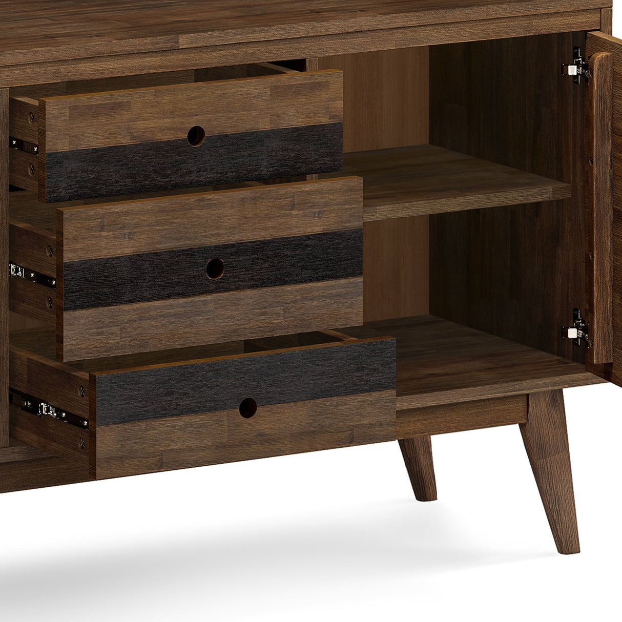 2 - Door Sideboard with 3 Drawers and Adjustable Shelves, Rustic Natural Aged Brown - Buffets & Sideboards