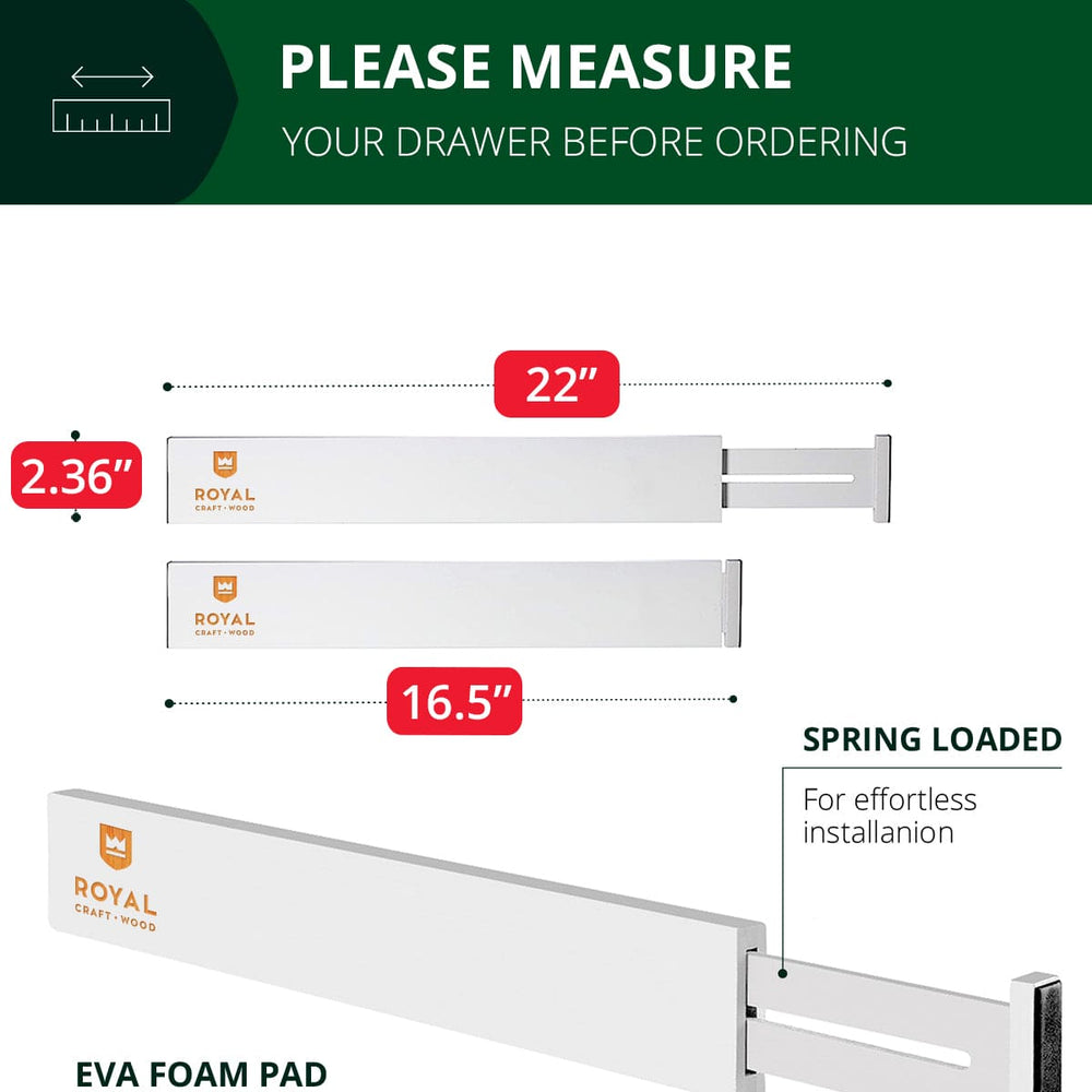 Drawer Dividers 22”, White