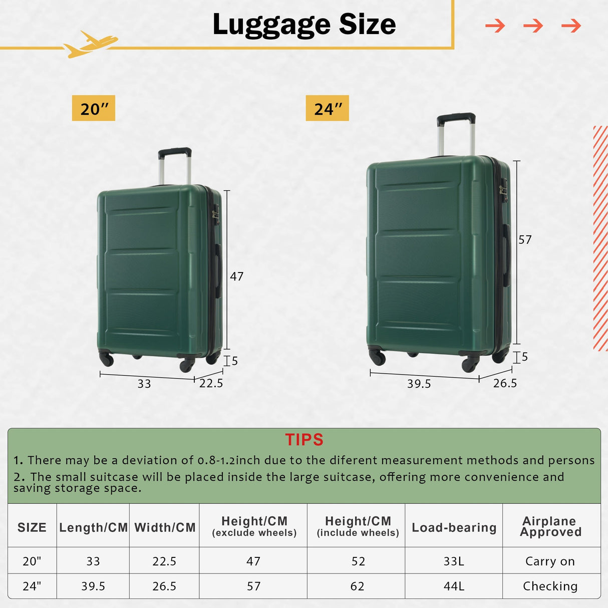 2 Piece Luggage Set with 2 Bags Expandable Spinner Wheels ABS Lightweight Suitcase with TSA Lock - Tuesday Morning - Luggage