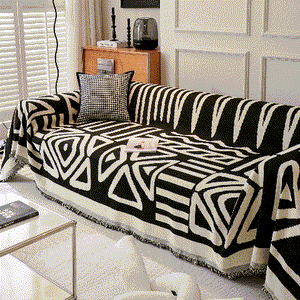 Chenille Geometric Sofa Throw Blanket, Boho Washable Furniture Throw Covers for Sofa