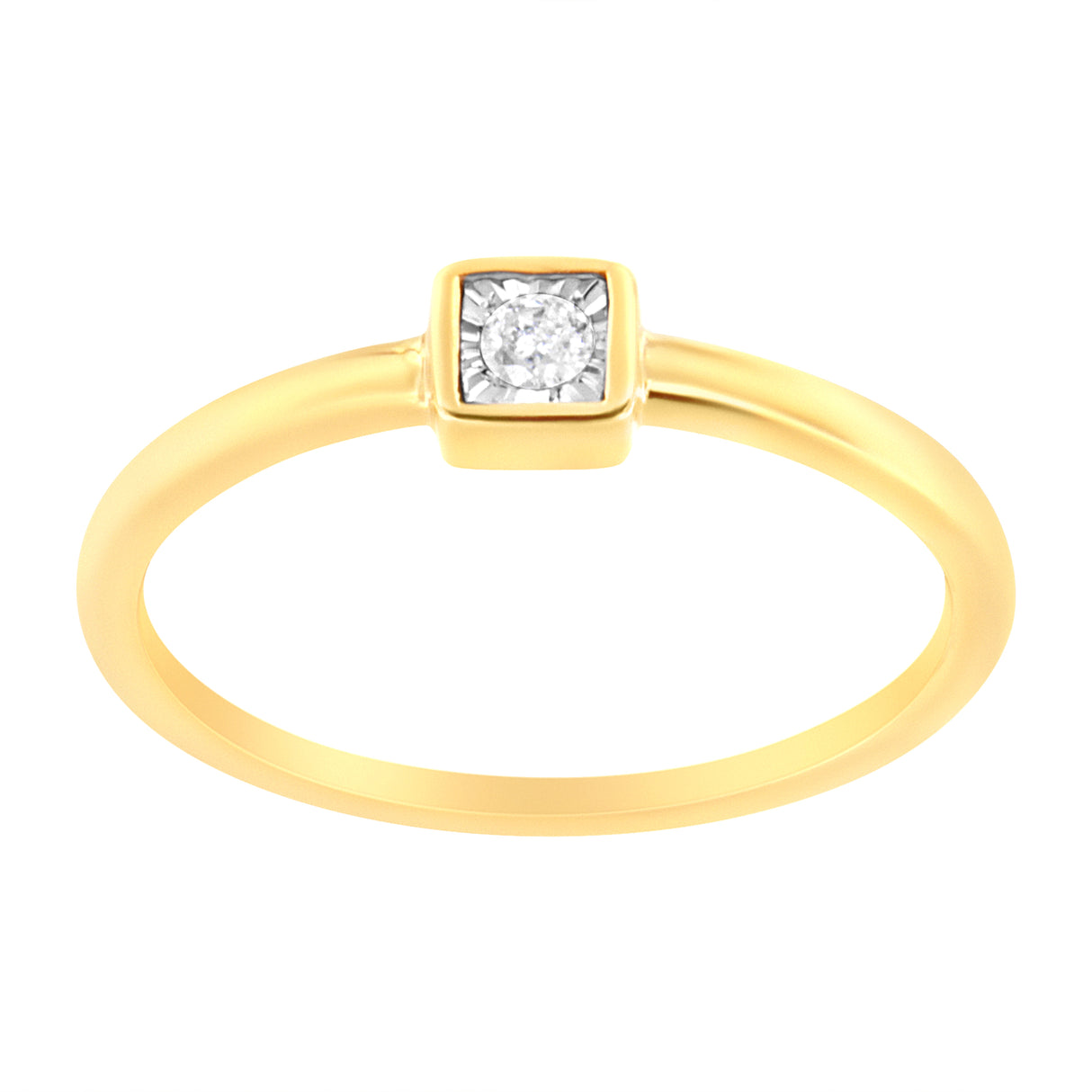 14K Yellow Gold Plated .925 Sterling Silver 1/20 cttw Miracle Set Diamond Promise Ring (J-K Color, I1-I2 Clarity) - Size 6