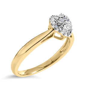 14K Yellow Gold Plated .925 Sterling Silver 1/10 Cttw Round-Cut Diamond Heart Engagement Ring (I-J Color, I3 Clarity)