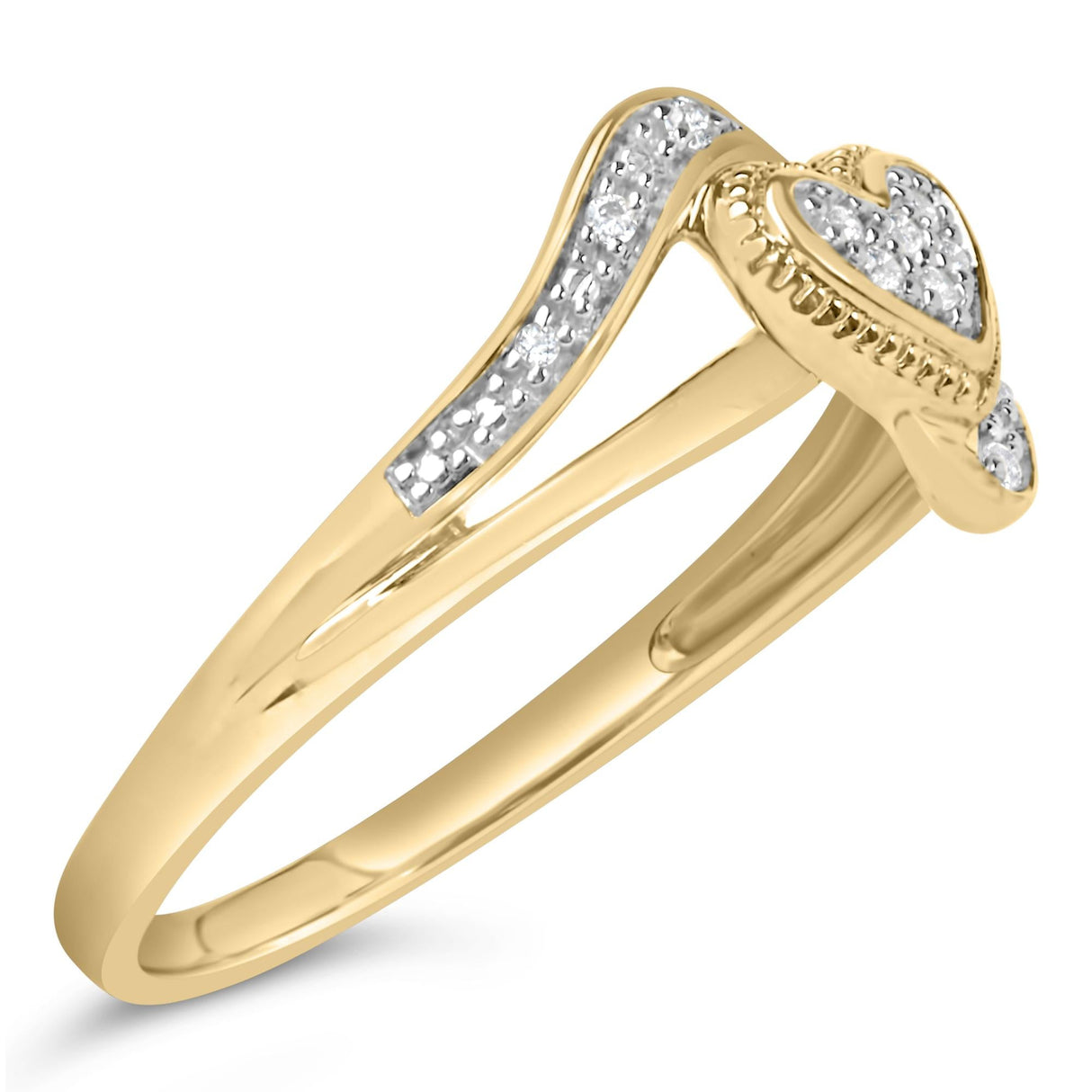 14K Yellow Gold Plated .925 Sterling Silver Diamond Accent Filigree Heart Promise Ring (I-J Color, I3 Clarity)