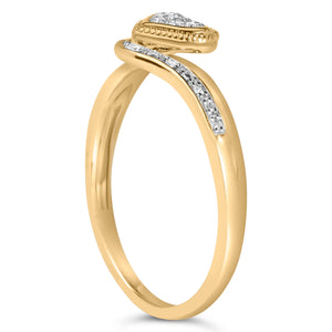 14K Yellow Gold Plated .925 Sterling Silver Diamond Accent Filigree Heart Promise Ring (I-J Color, I3 Clarity)- Size 7