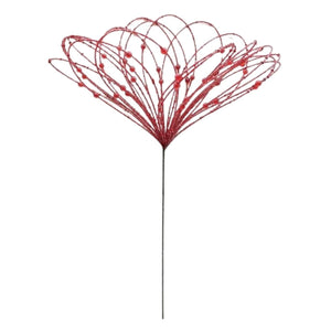 20" Beaded Jewel Flower Burst Stem: Red