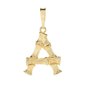 Toscana Italiana 18K Gold Plated 1.75" Bamboo Shape Initial Enhancer Pendant
