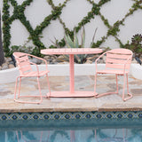 Outdoor Metal Seating Set with Coffee Table and 2 Chairs, Pink