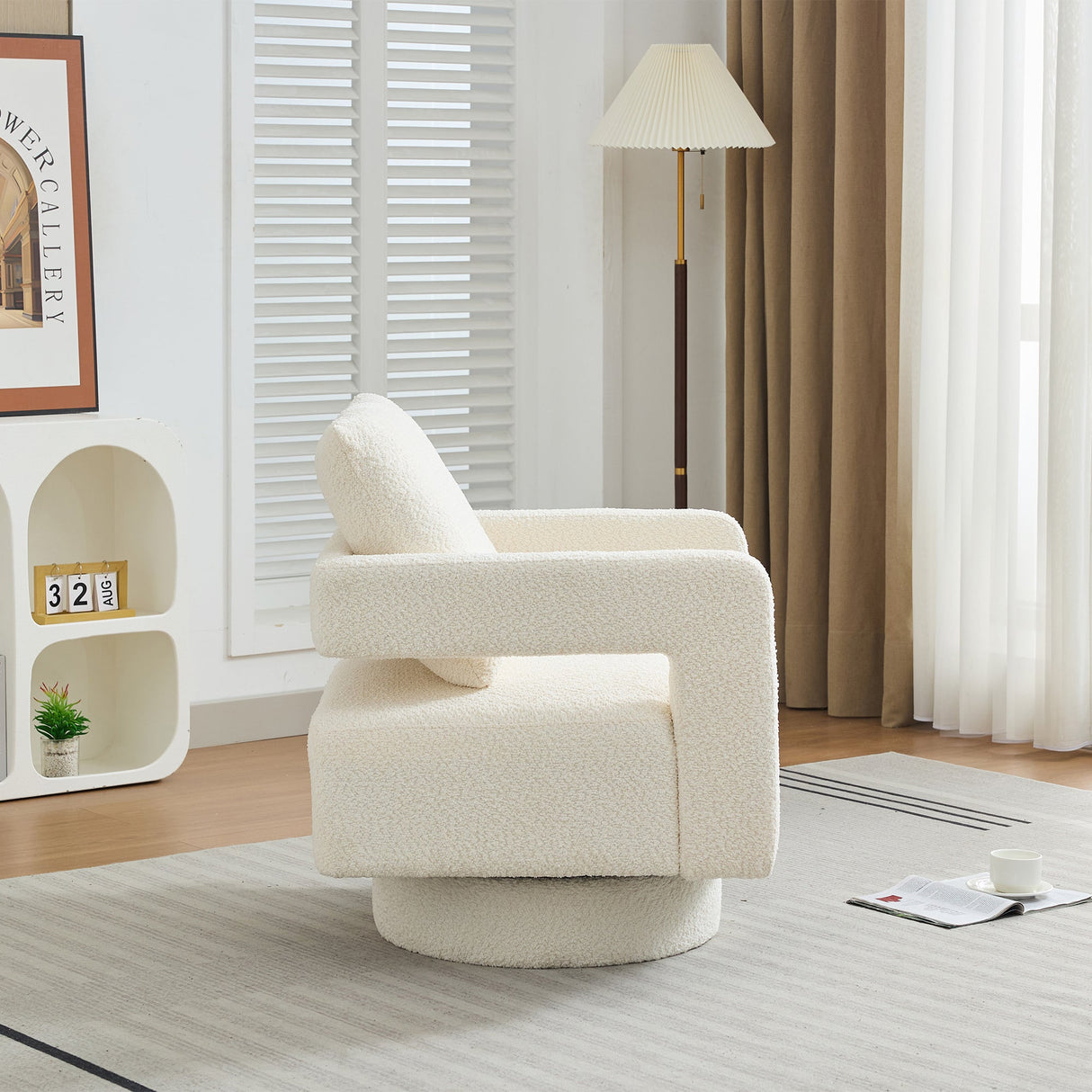 Stonewell Square Swivel Accent Chair with Open Back