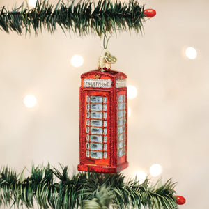 English Phonebooth Glass Ornament