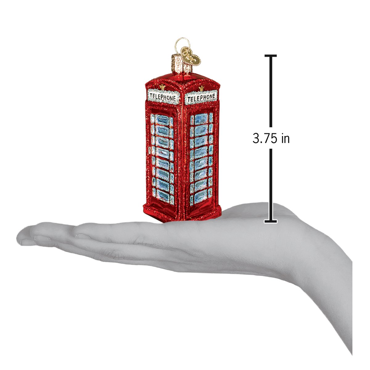 English Phonebooth Glass Ornament