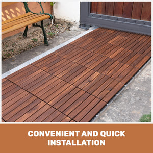 10 PCS Interlocking Acacia Hardwood Deck Tiles