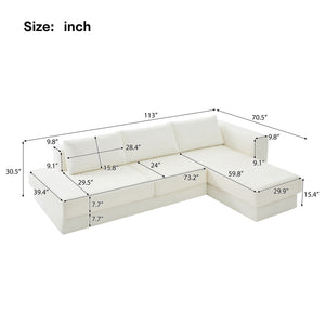 L-Shaped Modular Sofa With Double Layer Cushion
