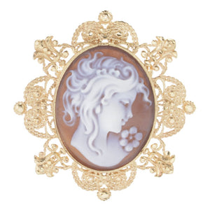 Cameo Italiano "Anne" Shell Cameo Vintage-Style Pendant/Brooch