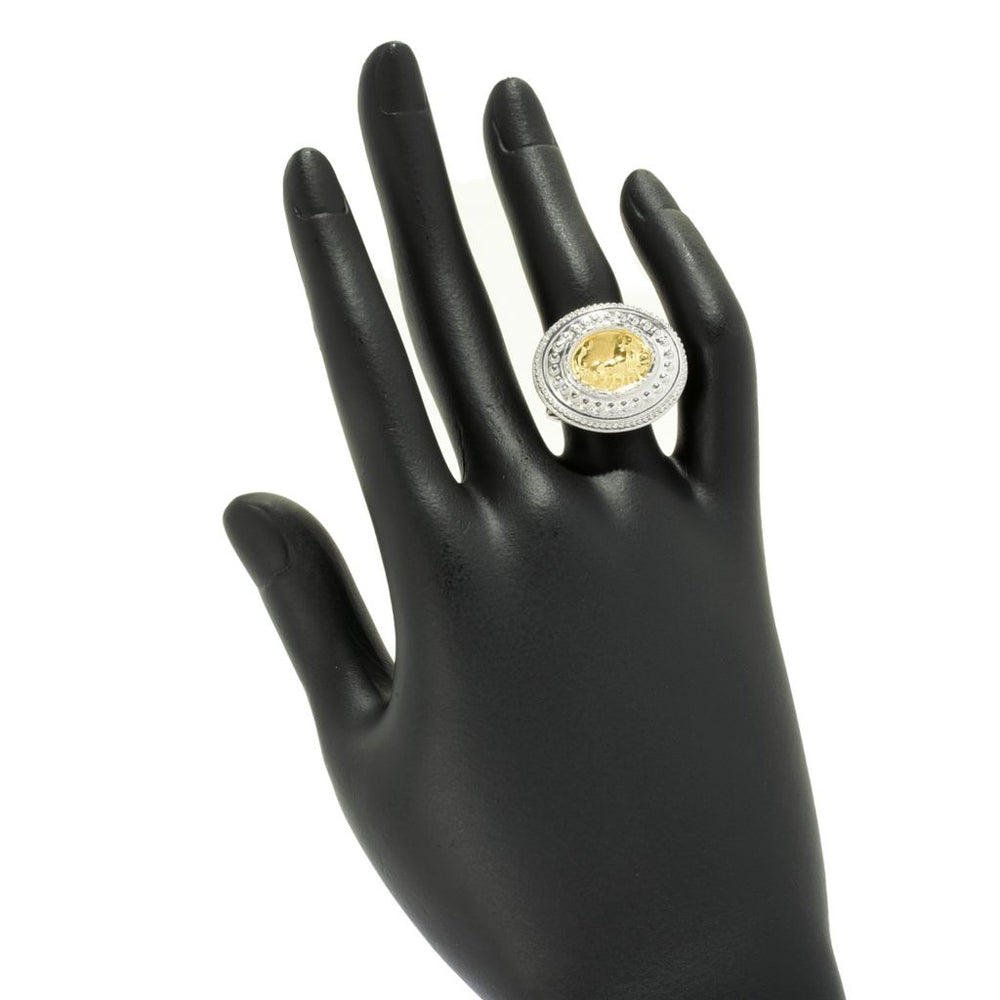 Tagliamonte Two-tone Gold Plated Sterling Silver Chariot Cameo Ring