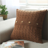 18"x18" Cable Knit Sweater-Style Throw Pillow | Wooden Button Accents | 5 Color Options + Insert Sizes