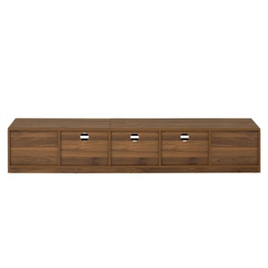 TV Stand For TVs, Entertainment Center With Cable Management And Soft Closing Hinges - Walnut
