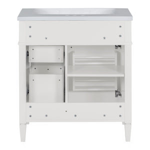 Bathroom Vanity With Top Sink, Storage Cabinet With 2 Drawers And Tip Out Drawer, Freestanding Set With Mirror Cabinet