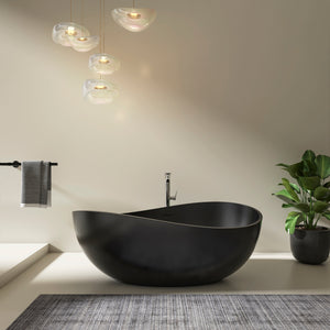 71 Inch Freestanding Solid Surface Soaking Bathtub