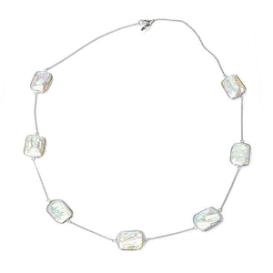 Artisan Silver by Samuel B. Cushion Shape Freshwater Cultured Pearl Necklace