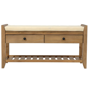 TREXM Shoe Rack with Cushioned Seat and Drawers