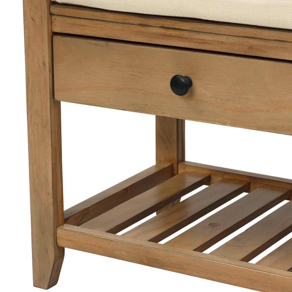 TREXM Shoe Rack with Cushioned Seat and Drawers