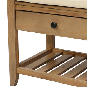 TREXM Shoe Rack with Cushioned Seat and Drawers