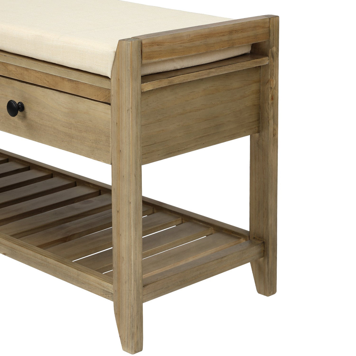 TREXM Shoe Rack with Cushioned Seat and Drawers