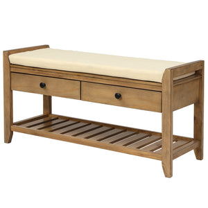 TREXM Shoe Rack with Cushioned Seat and Drawers