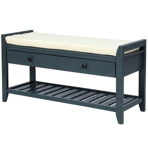TREXM Shoe Rack with Cushioned Seat and Drawers