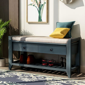 TREXM Shoe Rack with Cushioned Seat and Drawers