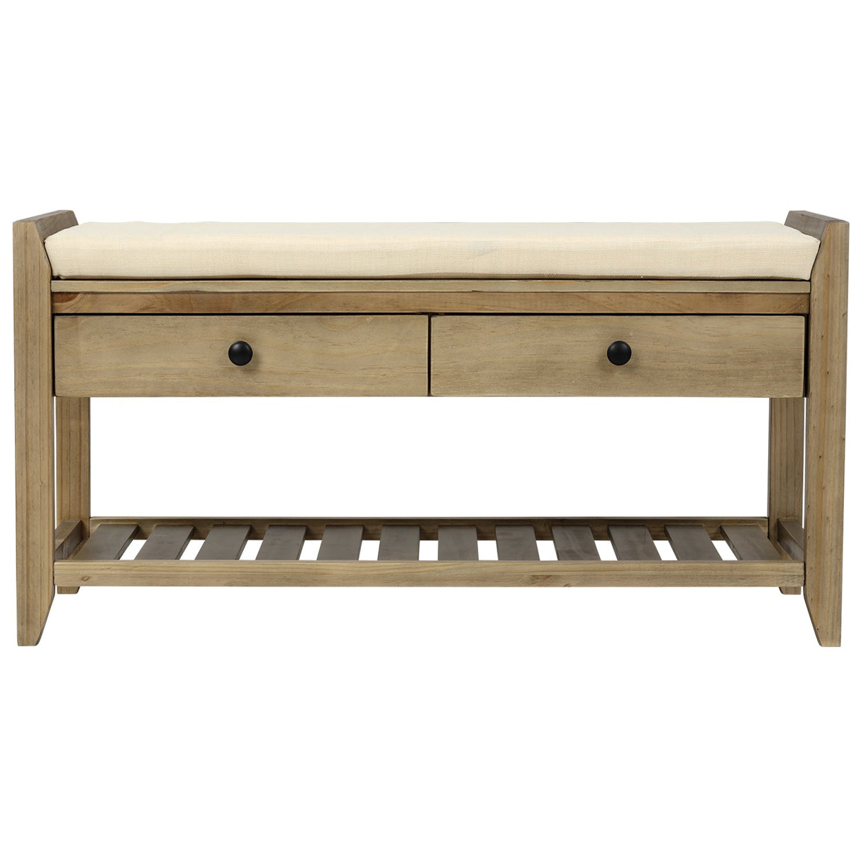 TREXM Shoe Rack with Cushioned Seat and Drawers