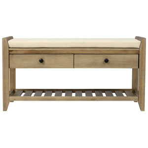TREXM Shoe Rack with Cushioned Seat and Drawers