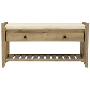TREXM Shoe Rack with Cushioned Seat and Drawers