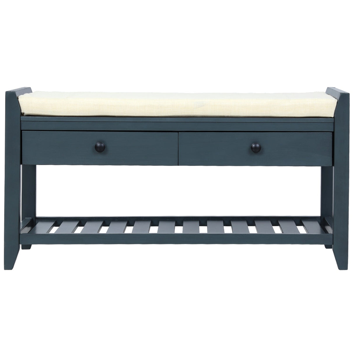 TREXM Shoe Rack with Cushioned Seat and Drawers